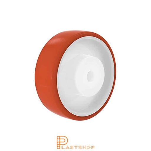 [P2002091] Wheel 125 mm, 230 kg capacity, with hub in PA6 and soft tread in PUR in red color, slide bearing