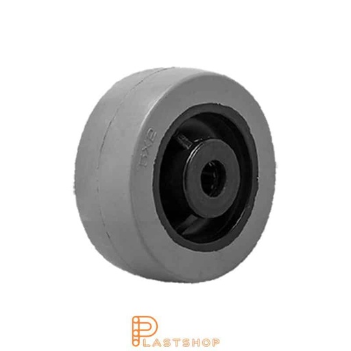 [P2002018] Rueda 125 mm, 250 kg de carga, con buje en PA6 y banda suave en ElastoGum de color gris, rodamiento de rodillos
