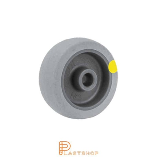 [P2002053] Hjul 50 mm, 40 kg bärighet, med nav i PP och mjuk bana i TPE i grå färg, glidlager