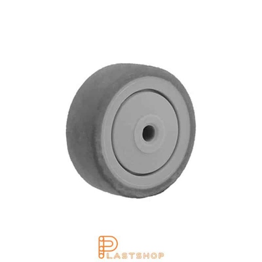 [P2002126] Hjul 50 mm, 50 kg bæreevne, med nav i PP og myk bane i TPE i grå farge, kulelager