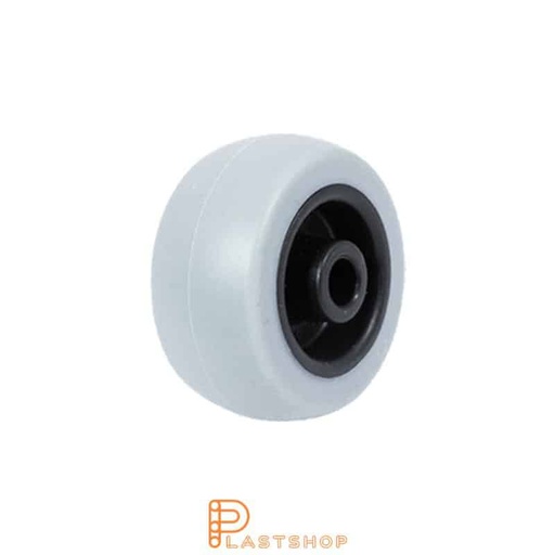[P2002061] Hjul 50 mm, 55 kg bæreevne, med nav i PP og myk bane i TPE i grå farge, glidelager