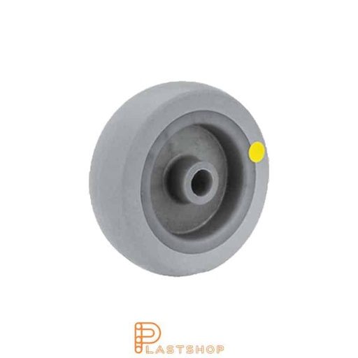 [P2002069] Wheel 75 mm, 55 kg load capacity, with hub in PP and soft track in TPE in gray color, slide bearing