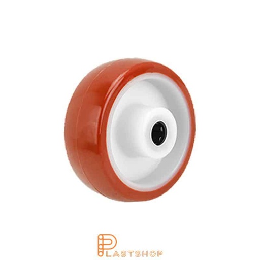 [P2002002] Wheel 80 mm, 120 kg capacity, with hub in PA6 and soft tread in PUR in red color, roller bearing