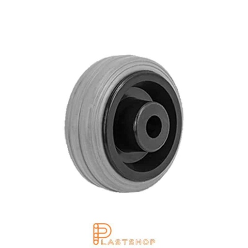 [P2002070] Wheel 80 mm, 50 kg capacity, with hub in PP and soft tread in rubber in gray color, slide bearing