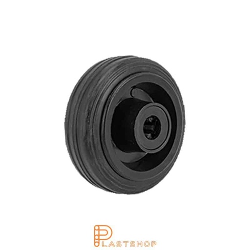 [P2002001] Wheel 80 mm, 50 kg capacity, with hub in PP and soft tread in rubber in black color, roller bearing
