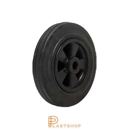 [P2002106] Industrial wheel 160 mm, 135 kg capacity, with hub in PP and soft tread in rubber in black color, slide bearing