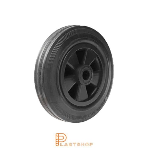 [P2002022] Industrial wheel 160 mm, 135 kg capacity, with hub in PP and soft tread in rubber in black color, roller bearing