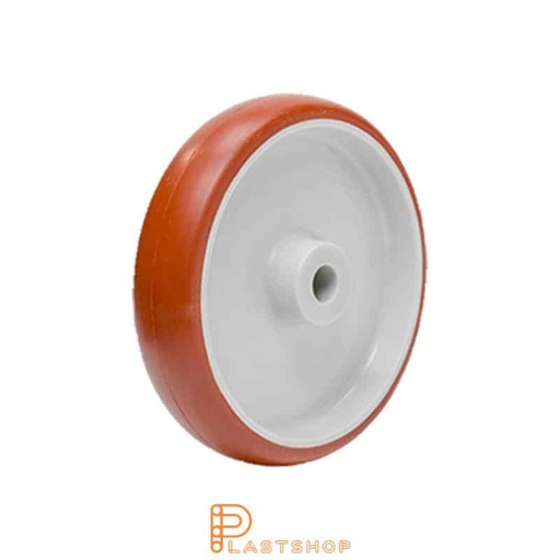 [P2002108] Industrial wheel 160 mm, 320 kg capacity, with hub in PA6 and soft tread in PUR in red color, slide bearing