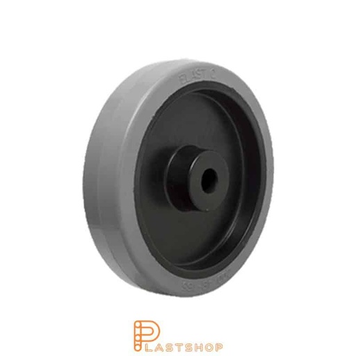 [P2002109] Industrial wheel 160 mm, 350 kg capacity, with hub in PA6 and soft tread in ElastoGum in gray color, slide bearing