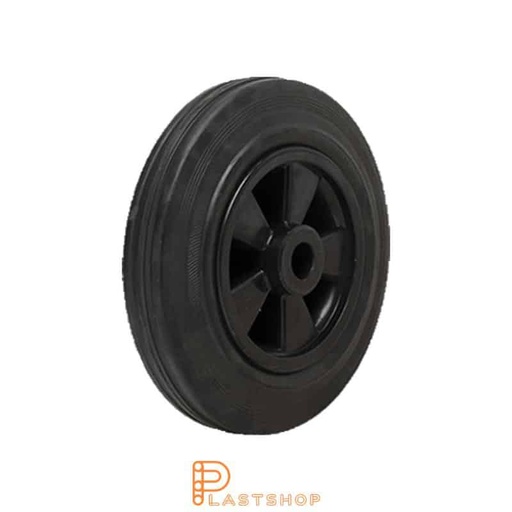 [P2002112] Industrial wheel 200 mm, 205 kg capacity, with hub in PP and soft tread in rubber in black color, slide bearing