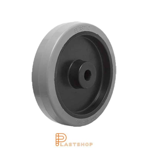 [P2002113] Industrial wheel 200 mm, 400 kg capacity, with hub in PA6 and soft tread in ElastoGum in gray color, slide bearing