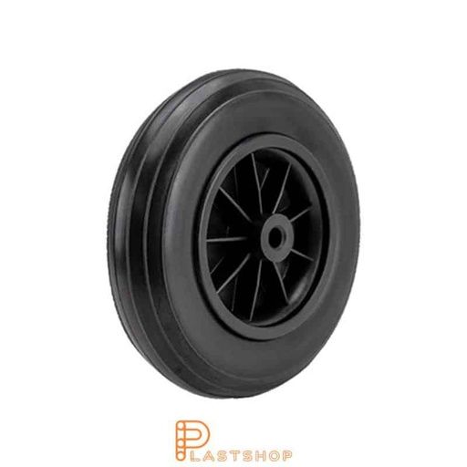 [P2002194] Rueda industrial 200 mm, 50 kg de carga, con buje en PP y banda suave en espuma de PUR de color negro, cojinete deslizante