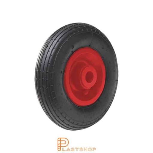 [P2002195] Industrial wheel 200 mm, 75 kg capacity, with hub in PP and soft tread in air rubber in red color, roller bearing