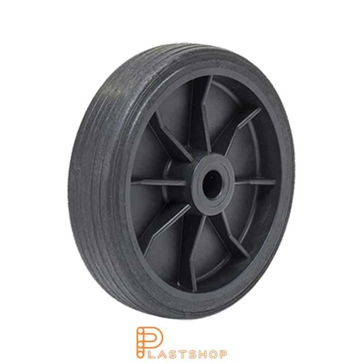 [P2002117] Industrial wheel 250 mm, 130 kg capacity, with hub in PP and soft tread in ReGum in black color, slide bearing