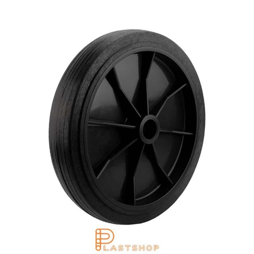 [P2002119] Industrial wheel 250 mm, 130 kg capacity, with hub in PP and soft tread in ReGum in black color, slide bearing