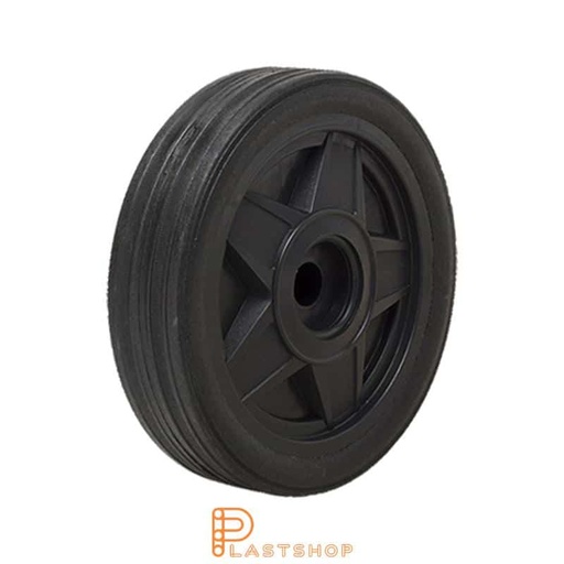 [P2002120] Industrial wheel 250 mm, 130 kg capacity, with hub in PP and soft tread in ReGum in black color, slide bearing