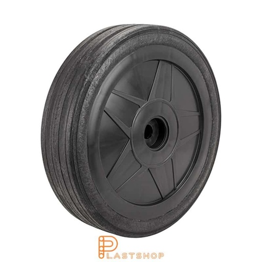 [P2002122] Industrial wheel 300 mm, 140 kg capacity, with hub in PP and soft tread in ReGum in black color, slide bearing