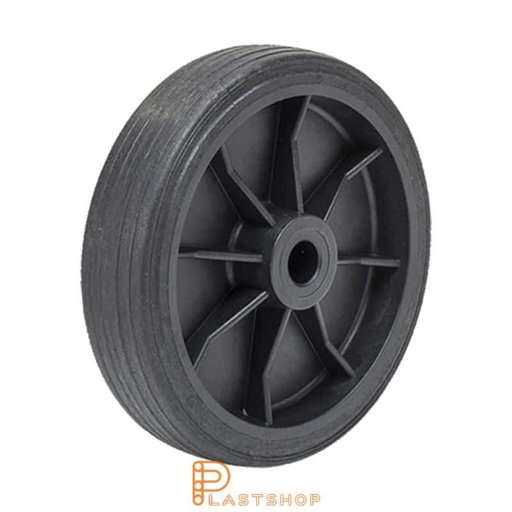 [P2002121] Industrial wheel 300 mm, 150 kg capacity, with hub in PP and soft tread in ReGum in black color, slide bearing