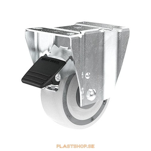[P2005203] Fixed bracket, plate, wheel diameter 100 mm, building height 132 mm, hard wheel in solid Polypropen (PP), natur. 170 kg load capacity, ball bearings