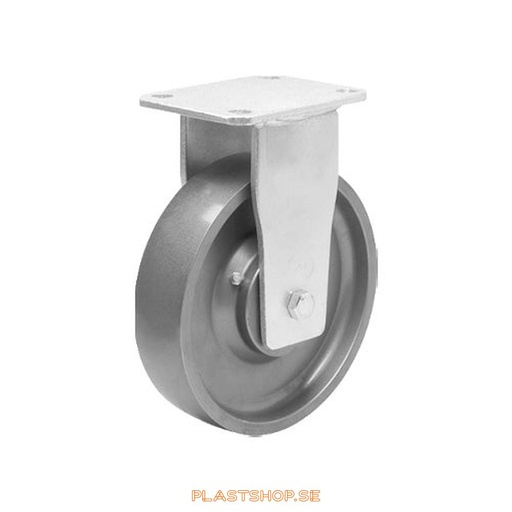 [P2005231] Fixed bracket, plate, wheel diameter 100 mm, building height 145 mm, hard wheel in solid Stål. 800 kg load capacity, dubbla ball bearings