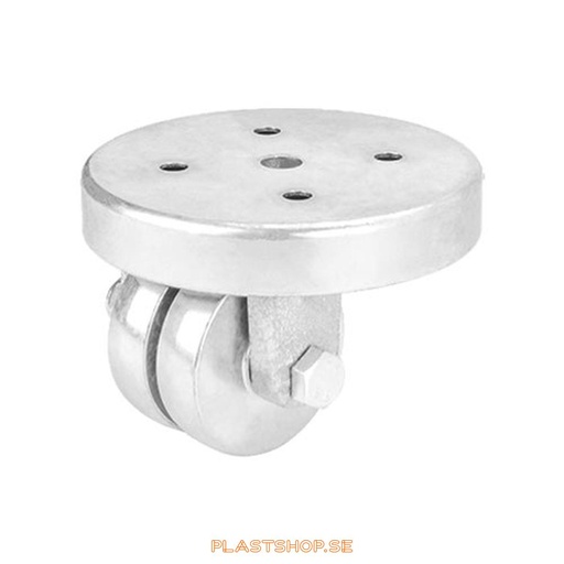 [P2005869] Länkhjul, utan broms, platta, hjuldiameter 50 mm, bygghöjd 64 mm, hårt hjul i massiv Stål. 270 kg bärighet, glidlager