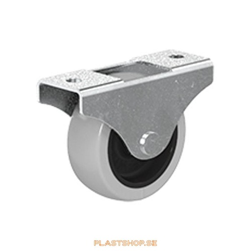 [P2005907] Hjul, platta, hjuldiameter 50 mm, bygghöjd 51 mm, nav i Polypropen (PP) med mjuk bana i Polyuretan, grå färg. 40 kg bärighet, nitad axel