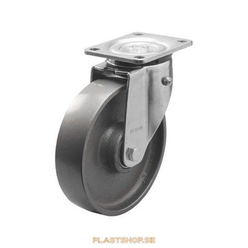 [P2005944] Link wheel, without brake, plate, wheel diameter 150 mm, building height 194 mm, hard wheel in solid Gjutjärn. 700 kg load capacity, dubbla ball bearings