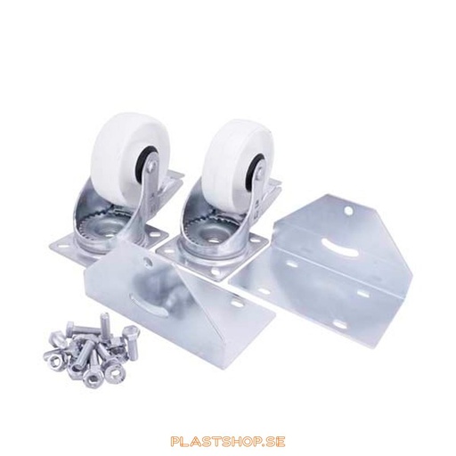 [P2005966] Link wheel, with total brake, plate, wheel diameter 100 mm, building height 132 mm, hard wheel in solid Nylon PA6, natur. 200 kg load capacity, ball bearings