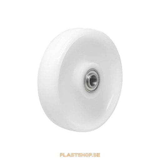 [P2006460] Wheel, wheel diameter 150 mm, hard wheel in solid Nylon PA6, white color. 750 kg load capacity, dubbla ball bearings