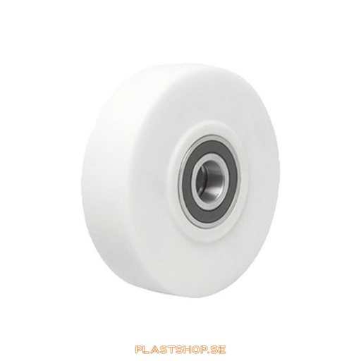 [P2006462] Wheel, wheel diameter 150 mm, hard wheel in solid Nylon PA6G (Gjuten), white color. 2750 kg load capacity, dubbla ball bearings