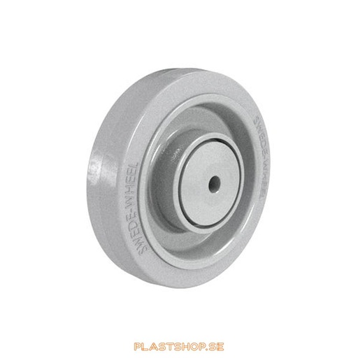 [P2006489] Hjul, hjuldiameter 160 mm, nav i Nylon PA6 med mjuk bana i Elastiskt Gummi, grå färg. 350 kg bärighet, dubbla kullager