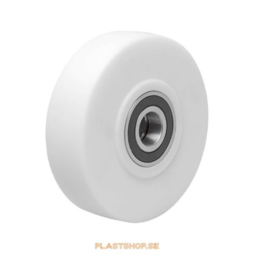 [P2006524] Wheel, wheel diameter 250 mm, hard wheel in solid Nylon PA6G (Gjuten), white color. 6000 kg load capacity, dubbla ball bearings