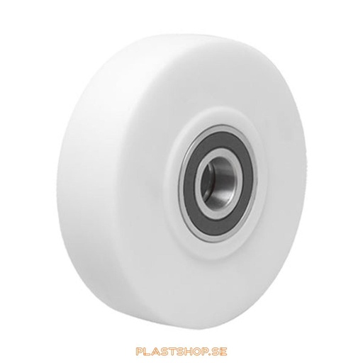 [P2006547] Hjul, hjuldiameter 300 mm, hårt hjul i massiv Nylon PA6G (Gjuten), vit färg. 7000 kg bärighet, dubbla kullager