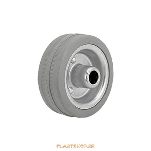 [P2006565] Wheel, wheel diameter 80 mm, hub in Plåt with soft track in Gummi, gray color. 60 kg load capacity, roller bearings
