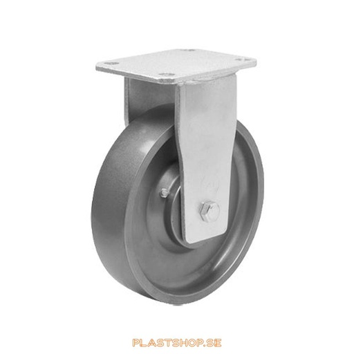 [P2005263] Fixed bracket, plate, wheel diameter 125 mm, building height 170 mm, hard wheel in solid Stål. 1000 kg load capacity, dubbla ball bearings