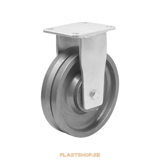 [P2005265] Fixed bracket, plate, wheel diameter 125 mm, building height 170 mm, hard wheel in solid Stål. 1100 kg load capacity, dubbla ball bearings