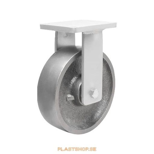 [P2005282] Fixed bracket, plate, wheel diameter 150 mm, building height 212 mm, hard wheel in solid Stål. 2000 kg load capacity, dubbla ball bearings