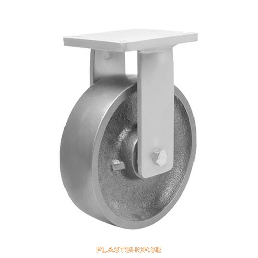 [P2005332] Fixed bracket, plate, wheel diameter 200 mm, building height 264 mm, hard wheel in solid Stål. 2000 kg load capacity, dubbla ball bearings