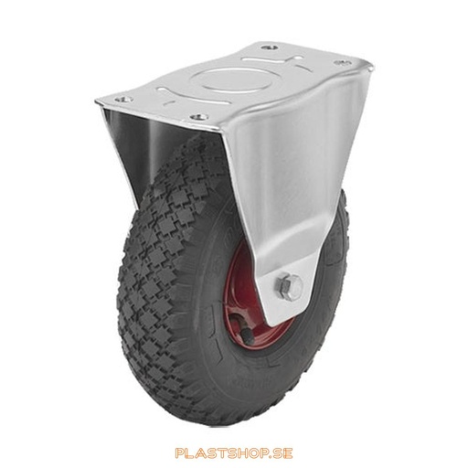 [P2005349] Fixed bracket, plate, wheel diameter 260 mm, building height 295 mm, hard wheel in solid Luftgummihjul, svart. 250 kg load capacity, dubbla ball bearings