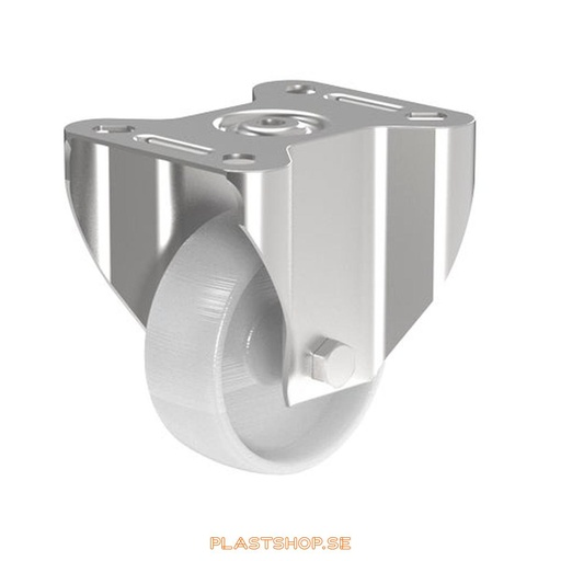 [P2005357] Fixed bracket, plate, wheel diameter 80 mm, building height 108 mm, hard wheel in solid Nylon PA6, vit. 130 kg load capacity, slide bearings