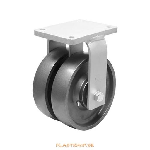 [P2005363] Fixed bracket, plate, wheel diameter 150 mm, building height 212 mm, hard wheel in solid Stål. 2500 kg load capacity, dubbla ball bearings