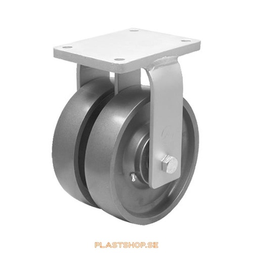 [P2005369] Fixed bracket, plate, wheel diameter 200 mm, building height 264 mm, hard wheel in solid Stål. 2500 kg load capacity, dubbla ball bearings