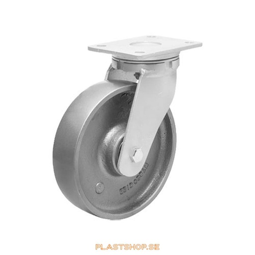 [P2005608] Link wheel, without brake, plate, wheel diameter 125 mm, building height 170 mm, hard wheel in solid Gjutjärn. 600 kg load capacity, dubbla ball bearings