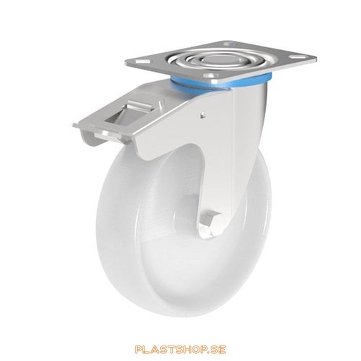 [P2005618] Link wheel, with total brake, plate, wheel diameter 125 mm, building height 155 mm, hard wheel in solid Nylon PA6, vit. 130 kg load capacity, slide bearings