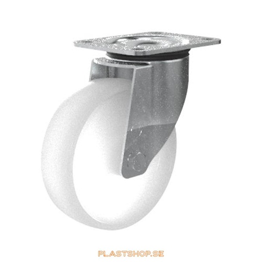 [P2005679] Link wheel, without brake, plate, wheel diameter 160 mm, building height 195 mm, hard wheel in solid Nylon PA6, natur. 350 kg load capacity, slide bearings