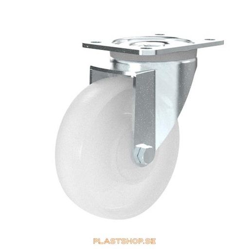 [P2005680] Link wheel, without brake, plate, wheel diameter 160 mm, building height 195 mm, hard wheel in solid Nylon PA6, vit. 300 kg load capacity, dubbla ball bearings