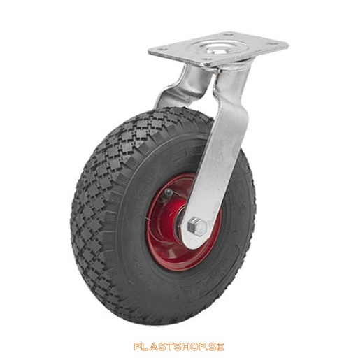 [P2005787] Link wheel, without brake, plate, wheel diameter 260 mm, building height 320 mm, hard wheel in solid Luftgummihjul, svart. 100 kg load capacity, dubbla ball bearings