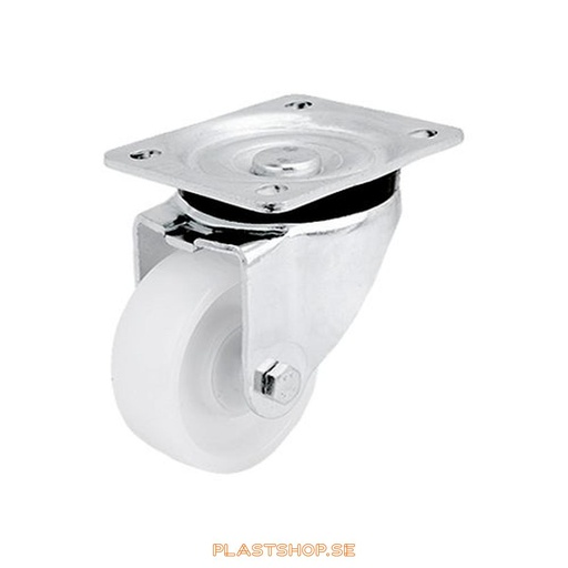 [P2005802] Link wheel, without brake, plate, wheel diameter 80 mm, building height 111 mm, hard wheel in solid Nylon PA6, natur. 300 kg load capacity, ball bearings