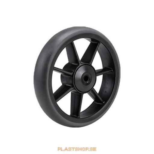 [P2006310] Wheel, wheel diameter 150 mm, hub in Polypropen (PP) with soft track in TPE, gray color. 50 kg load capacity, ball bearings