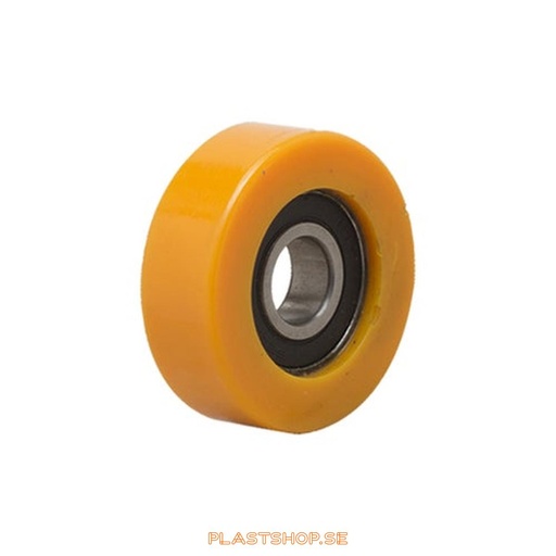 [P2006407] Wheel, wheel diameter 85 mm, hub in Kullager with soft track in Polyuretan, orange färg. 120 kg load capacity, ball bearings